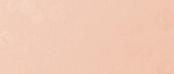 Fototapeta premium Subtle beige embossed rose floral texture with soft layered petals creating an elegant vintage wallpaper background.
