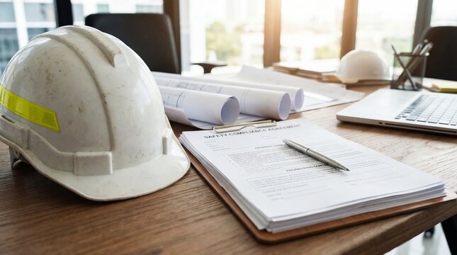 Construction planning meeting office workspace document management modern environment professional viewpoint project coordination strategy