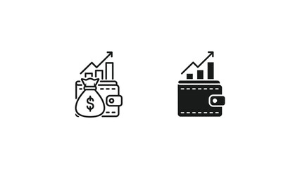 Fototapeta premium Growth and financial management illustrated through wallet and investment icons