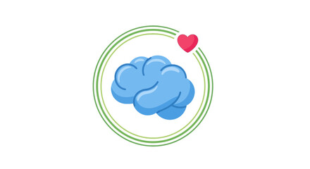 Obraz premium Brain with heart symbol inside circle.