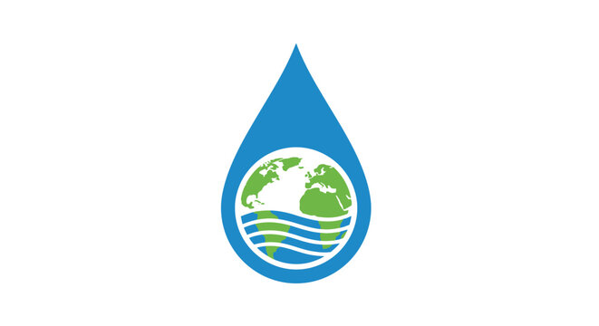 Earth Globe in a Water Drop.