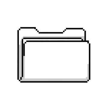 Pixelated black folder icon graphic.