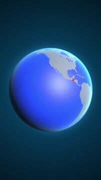 The animation shows a graphic representation of the earth and highlights the location and map of Guatemala colored red in vertical format.