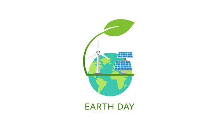 Obraz premium Earth Day Logo with Green Leaf.
