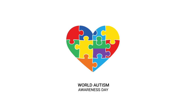 Autism Awareness Puzzle Piece Heart Symbol.