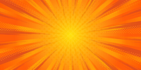 Dynamic anime explosion background with radial comic speed lines and halftone dots - bright burst effect radiating from center for manga panels, action scenes, superhero graphics or retro pop art. © muhammad