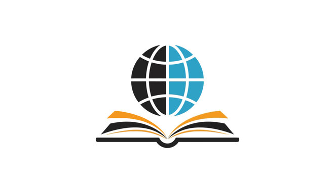 Globe on open book logo.