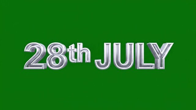 Glowing Date: 28th July on Green Background