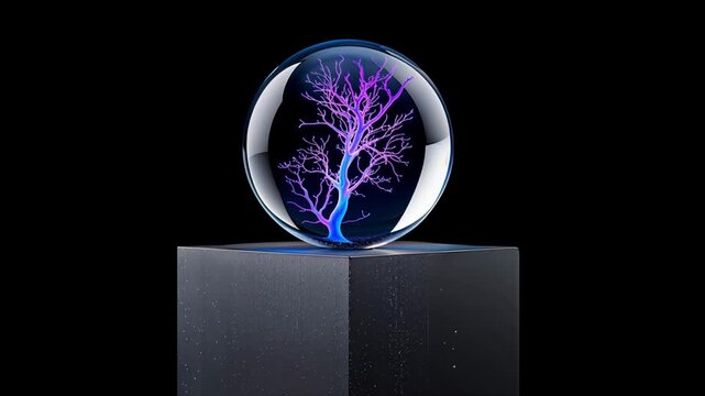 Extreme Macro AI Neural Network Glowing Core Glass Sphere