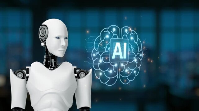 A futuristic robot symbolizes artificial intelligence, featuring human-like attributes in a high-tech environment. This image highlights the synergy between technology and innovation. Synapse