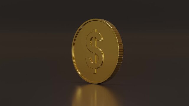 Dollar and euro coins spinning on a black background. Looping video. 3D animation.