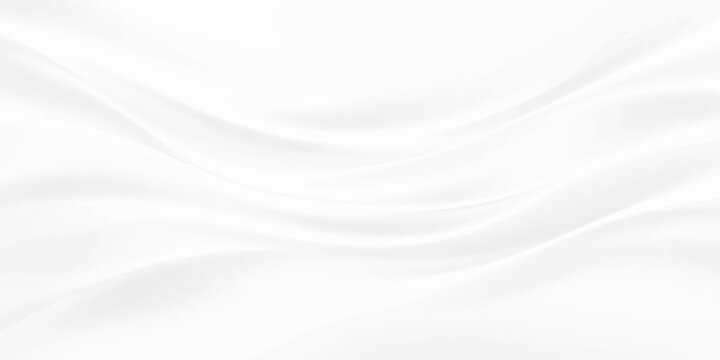 Smooth white silk and satin fabric texture background with elegant blue wavy lines and soft light curves in an abstract motion design vector illustration