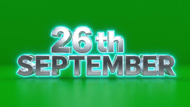 Neon Date Display: 26th September on Green Background