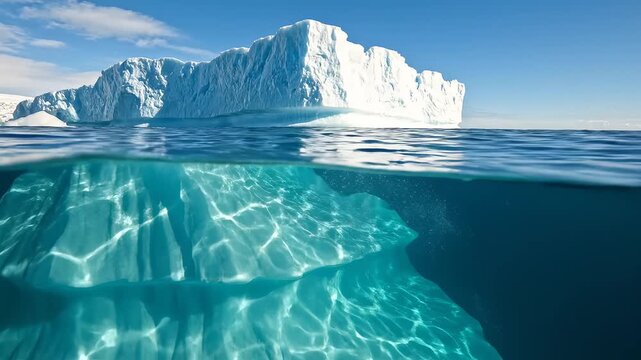 Iceberg above and below water