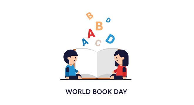 Two children reading a book together.