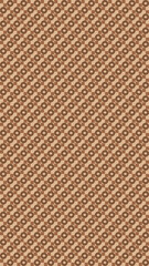 Fototapeta premium Abstract pattern of brown circles: An artistic and symmetrical pattern, featuring rows of brown circles against a tan background.