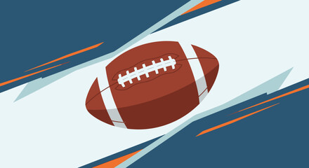 Obraz premium American Football Ball Vector Illustration. Dynamic Background for Sports Games, Championships, and Competition Events. Modern Graphic Design Element.
