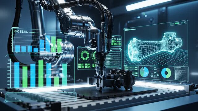 Industrial robotic arm in operation