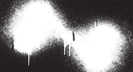 Abstract white spray paint splatter and drips on a black background, grunge urban art texture for graphic design overlays and backgrounds, street art © HexaFrame