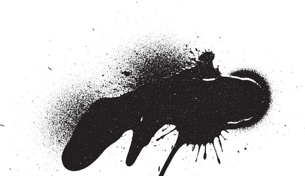 Black paint splatter blob on white background, abstract grunge texture and spray paint effect for distressed graphic design assets, organic shape