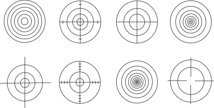 set of minimalist concentric circle targets for precision focus and accuracy training