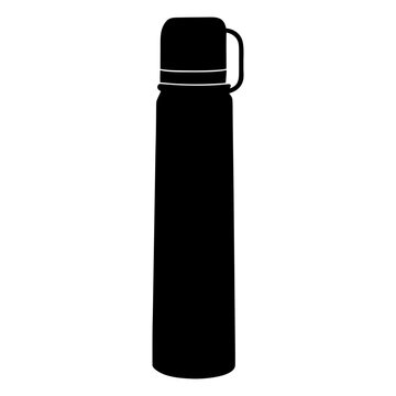 A black thermos bottle icon on transparent background