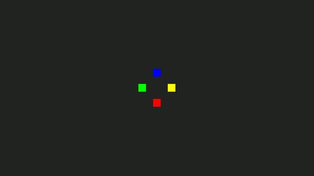 Four Colored Squares Cross Pattern on Dark Grey - Pixel Art Concept