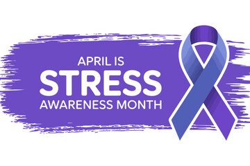 Stress awareness month purple ribbon