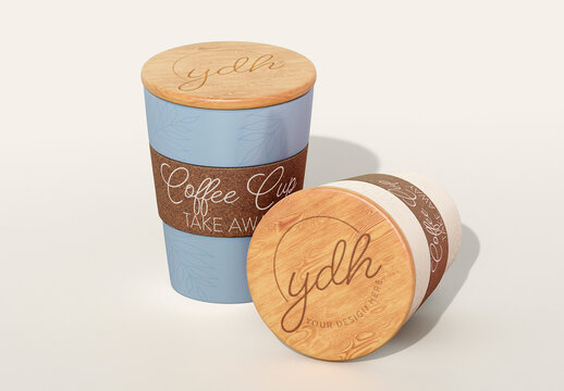 Double Coffee Cup Mockup