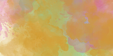 Fototapeta premium Vibrant Warm Yellow and Orange Abstract Watercolor Background with Artistic Splatters.