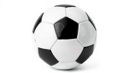 Naklejka premium Black and white soccer ball isolated on pure white background sport equipment concept