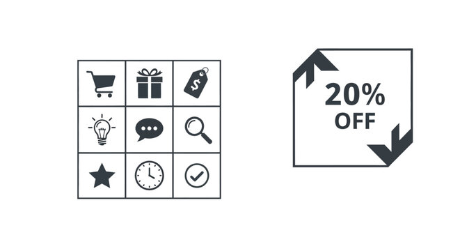 Discount Offer Badge Icon Set.