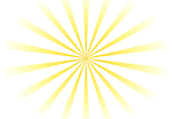 Fototapeta premium Yellow sunburst radial light rays abstract background glowing sunshine burst overlay design element on transparent background