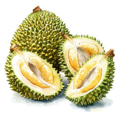 Obraz premium watercolor of Durian, vector clipart, isolated on a white background.