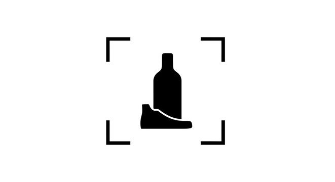 Black silhouette of wine bottle.