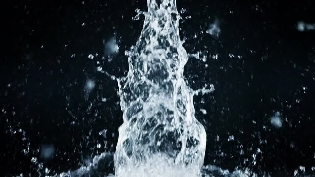 Depicting a powerful, non destructive natural phenomenon where liquid elements violently expand outwards, symbolizing raw power and dynamic change. Medium shot for overall impact