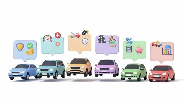 Comparing auto insurance quotes for new cars urban setting infographic style financial planning insight
