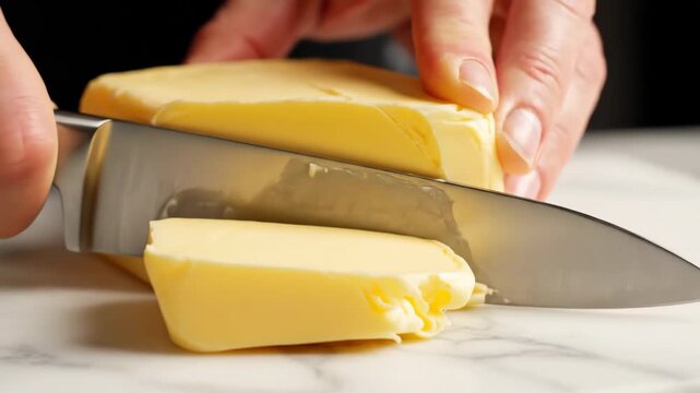 Learn to cut butter smoothly using a knife for various cooking and baking tasks in the kitchen during meal preparation