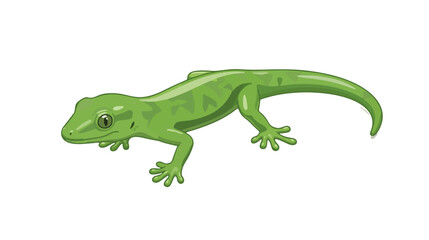 Fototapeta premium Colorful cartoon chameleon sitting on a branch, vibrant reptile illustration with modern flat design.
