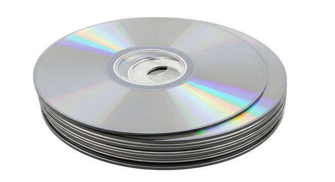 A stack of shiny silver CDs on a clean surface indoors