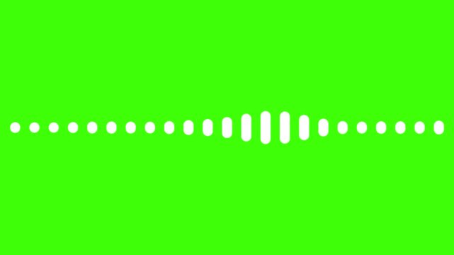White rounded bar audio spectrum visualizer on green screen