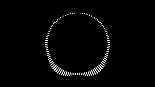 Pulsating white radial audio spectrum equalizer animation