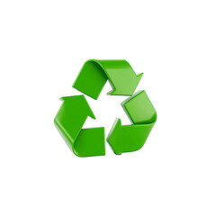 Fototapeta premium Green recycling symbol 3 d render isolated on a transparent background 3