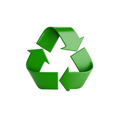 Fototapeta premium Green recycling symbol 3 d render isolated on a transparent background 4