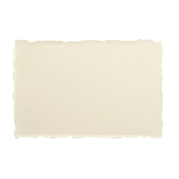 Creamy paper rectangle torn edges isolated on a transparent background