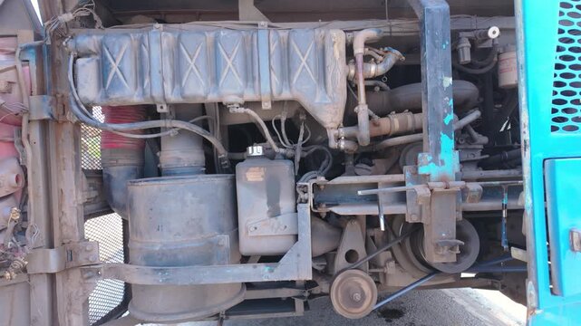 Bus Engine Breakdown: Close-Up of a Faulty Motor