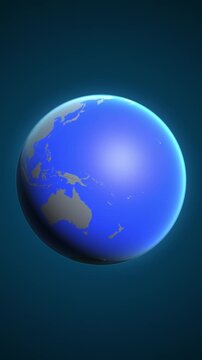 The animation shows a graphic representation of the earth and highlights the location and map of Niue colored red in vertical format.