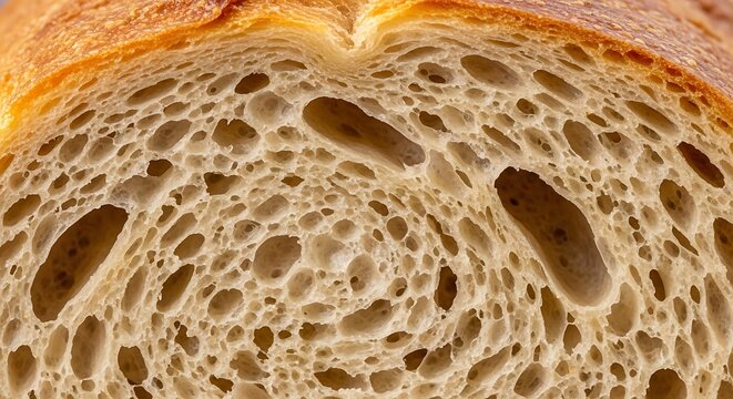 A close-up of a loaf of bread with a lot of holes