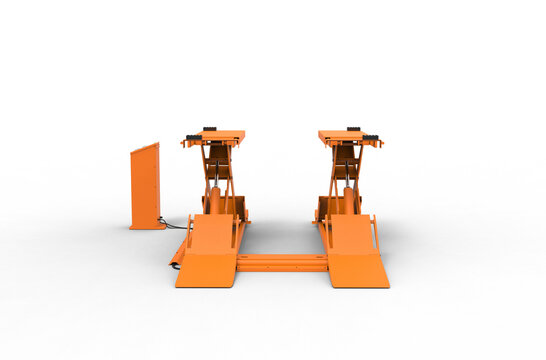 hydraulic car lift front view with shadow 3d render