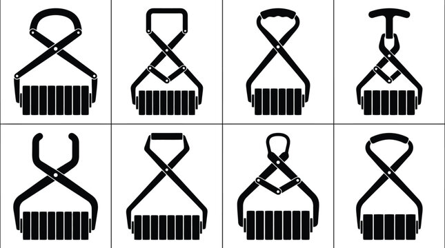 Tongs Silhouettes on White Background illustration grid